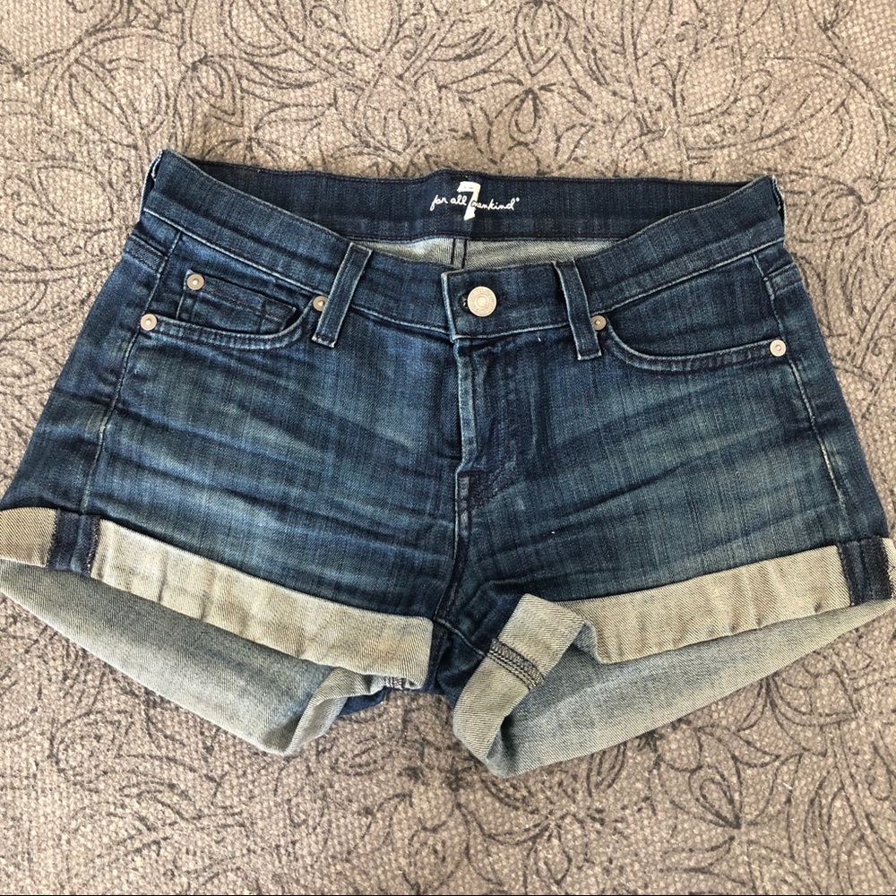 7 For All Mankind roll cuff denim shorts